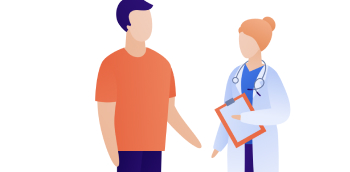 Illustration d'un médecin et d'un homme