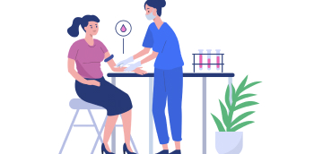 illustration d'un médecin effectuant une prise de sang sur une femme
