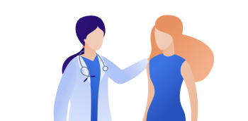 Illustration d'un médecin qui touche l'épaule d'une femme